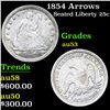 Image 1 : 1854 Arrows Seated Liberty Quarter 25c Grades Select AU