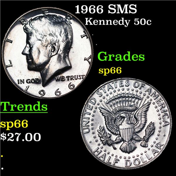 1966 SMS Kennedy Half Dollar 50c Grades sp66