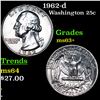 Image 1 : 1962-d Washington Quarter 25c Grades Select+ Unc