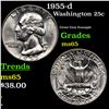 Image 1 : 1955-d Washington Quarter 25c Grades GEM Unc