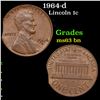 Image 1 : 1964-d Lincoln Cent Mint Error, Clipped planchet 1c Grades Select Unc BN