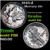 Image 1 : 1943-d Mercury Dime 10c Grades GEM FSB