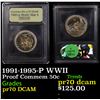 Image 1 : Proof 1991-1995-P WWII Modern Commem Half Dollar 50c Graded GEM++ Proof Deep Cameo By USCG