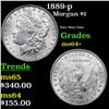 Image 1 : 1889-p Morgan Dollar $1 Grades Choice+ Unc