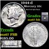 Image 1 : 1944-d Mercury Dime 10c Graded ms67 fsb BY SEGS