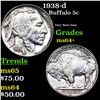 Image 1 : 1938-d Buffalo Nickel 5c Grades Choice+ Unc