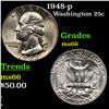 Image 1 : 1948-p Washington Quarter 25c Grades GEM+ Unc