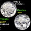 Image 1 : 1937-p Buffalo Nickel 5c Grades GEM++ Unc