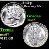 Image 1 : 1943-p Mercury Dime 10c Grades GEM++ Unc