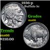 Image 1 : 1936-p Buffalo Nickel 5c Grades GEM+ Unc