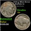 Image 1 : 1935-p Buffalo Nickel Mint Error 5c Grades f+