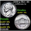 Image 1 : 1939-p Jefferson Nickel Rev 40 5c Grades GEM++ 5fs