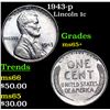 Image 1 : 1943-p Lincoln Cent 1c Grades GEM+ Unc