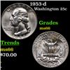 Image 1 : 1953-d Washington Quarter 25c Grades GEM+ Unc
