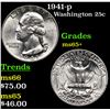 Image 1 : 1941-p Washington Quarter 25c Grades GEM+ Unc