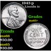 Image 1 : 1943-p Lincoln Cent 1c Grades GEM+ Unc