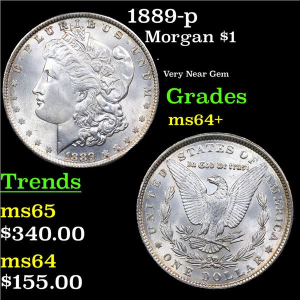 1889-p Morgan Dollar $1 Grades Choice+ Unc