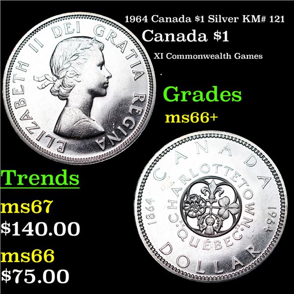 1964 Canada $1 Silver Canada Dollar KM# 121 $1 Grades GEM++ Unc