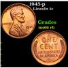 Image 1 : 1945-p Lincoln Cent 1c Grades GEM+ Unc RB