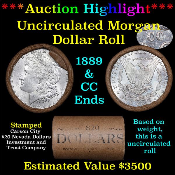 ***Auction Highlight*** 1889 & CC Uncirculated Morgan Dollar Shotgun Roll (fc)