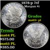 Image 1 : 1878-p 7tf Morgan Dollar $1 Grades Select Unc+ PL