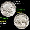 Image 1 : 1936-p Buffalo Nickel 5c Grades Choice Unc