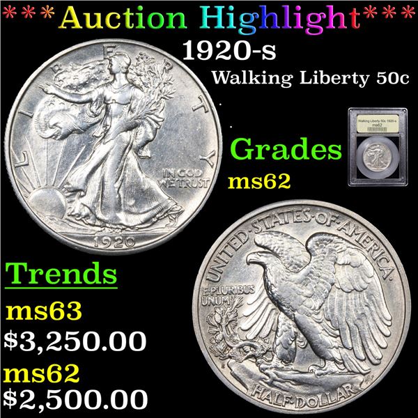 ***Auction Highlight*** 1920-s Walking Liberty Half Dollar 50c Graded Select Unc BY USCG (fc)