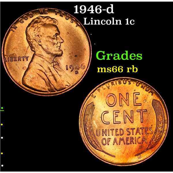 1946-d Lincoln Cent 1c Grades GEM+ Unc RB
