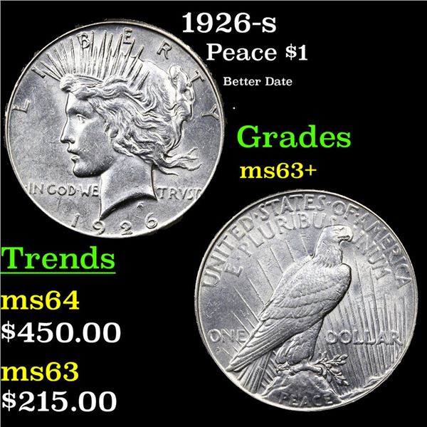 1926-s Peace Dollar $1 Grades Select+ Unc