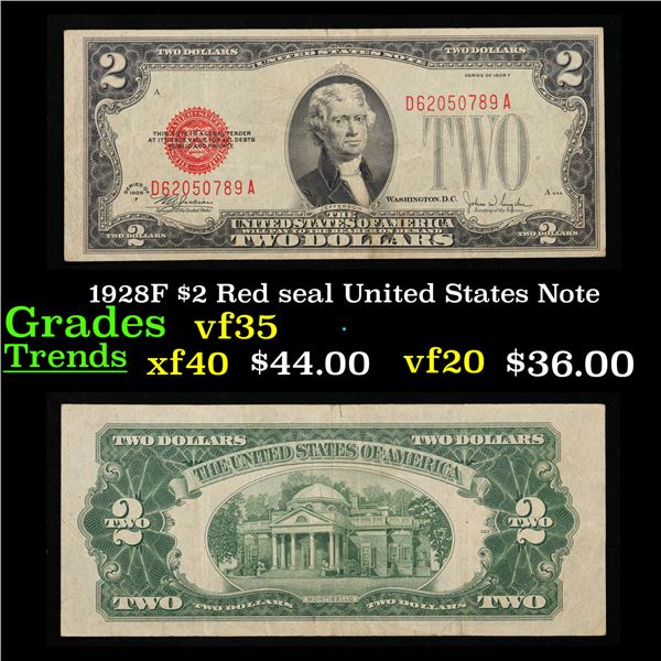 1928F $2 Red seal United States Note Grades vf++