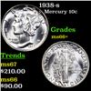 Image 1 : 1938-s Mercury Dime 10c Grades GEM++ Unc