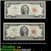Image 1 : Set of 2 Concecutive 1963A $2 Red seal United States Note Grades CU