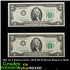 Image 1 : Set of 2 Concecutive 1976 $2 Federal Reserve Note Grades CU