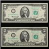 Image 2 : Set of 2 Concecutive 1976 $2 Federal Reserve Note Grades CU