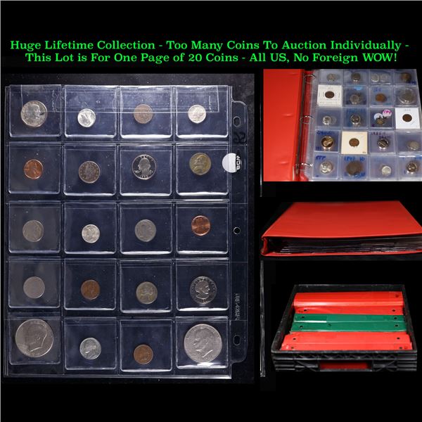 Huge Liifetime Collection - Too Many Coins To Auction Individually - This Lot is For One Page of 20 