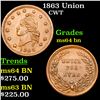 Image 1 : 1863 Union Civil War Token 1c Grades Choice Unc BN