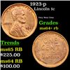 Image 1 : 1923-p Lincoln Cent 1c Grades Choice+ Unc RB