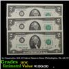 Image 1 : 3x Consecutive 1976 $2 Federal Reserve Notes (Philadelphia, PA) All CU! Grades Brilliant Uncirculate