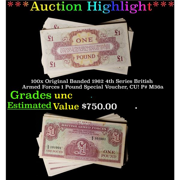 ***Auction Highlight*** 100x Original Banded 1962 4th Series British Armed Forces 1 Pound Special Vo
