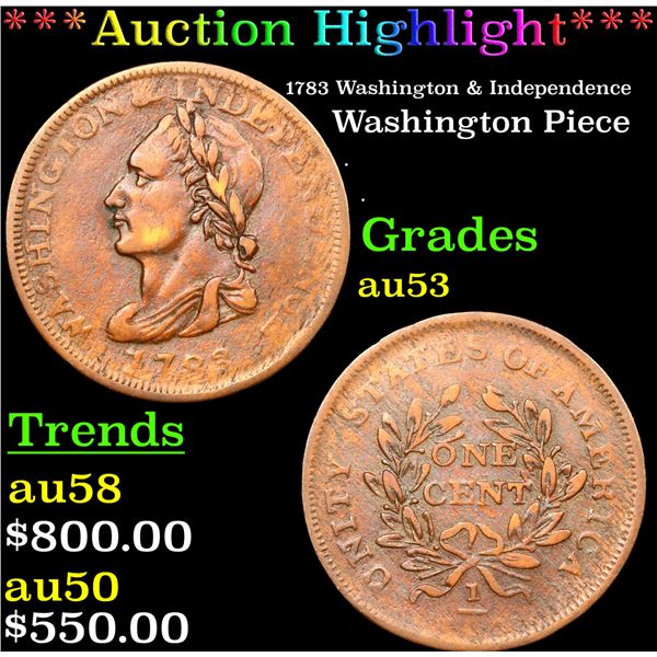 ***Auction Highlight*** 1783 Washington & Independence Graded au53 BY SEGS (fc)