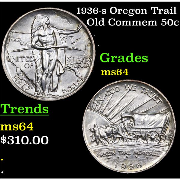 1936-s Oregon Trail Old Commem Half Dollar 50c Grades Choice Unc