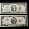 Image 2 : 2x Consecutive 1963A $2 Red Seal United States Notes, All CU! Grades Brilliant Uncirculated