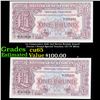 Image 1 : 2x Consecutive 1948 2nd Series British Armed Forces 1 Pound Special Voucher, CU! P# M22a Grades Gem 