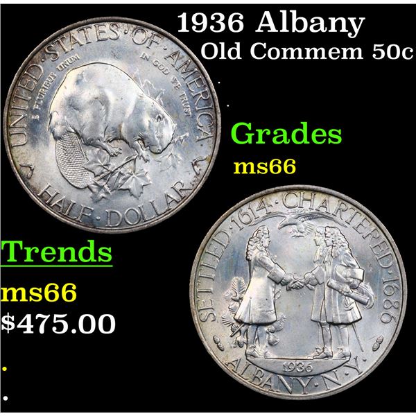 1936 Albany Old Commem Half Dollar 50c Grades GEM+ Unc