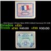 Image 1 : 1944 France 5 Franc Note (WW2 Allied Currency) P# 115B Grades vf+