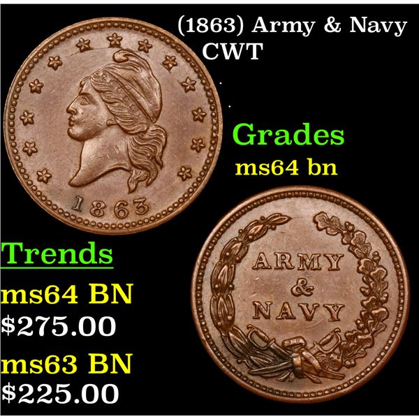 (1863) Army & Navy Civil War Token 1c Grades Choice Unc BN