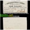 Image 1 : 1861 Confederate States $4 Interest Note Grades Select CU