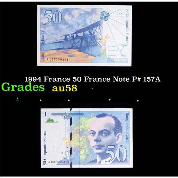 1994 France 50 France Note P# 157A Grades Choice AU/BU Slider