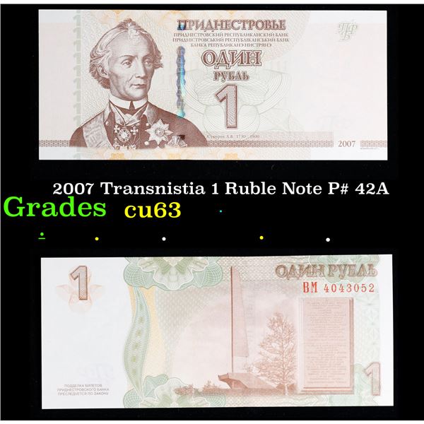 2007 Transnistia 1 Ruble Note P# 42A Grades Select CU