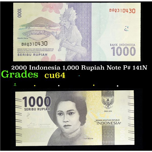 2000 Indonesia 1,000 Rupiah Note P# 141N Grades Choice CU